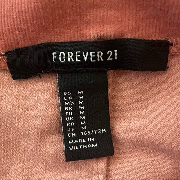 Forever 21 Corduroy Lace Up Mini Skirt Ladies M Pink Coquette Stretch Fall EUC - Picture 3 of 10